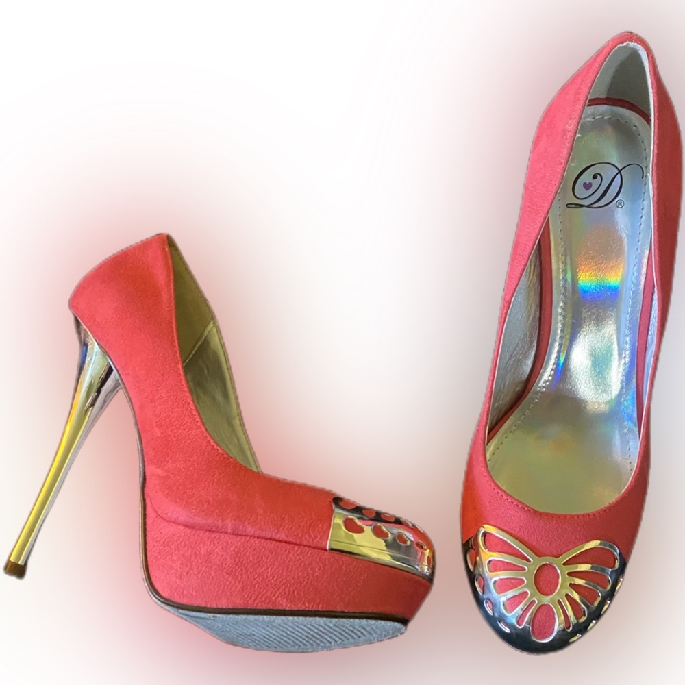 Coral pink stilettos